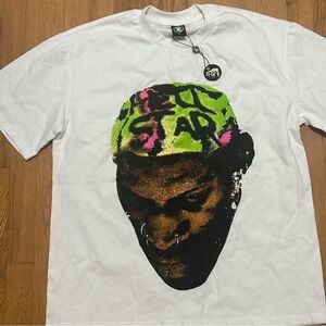 White T-Shirt with Vibrant Artistic Print